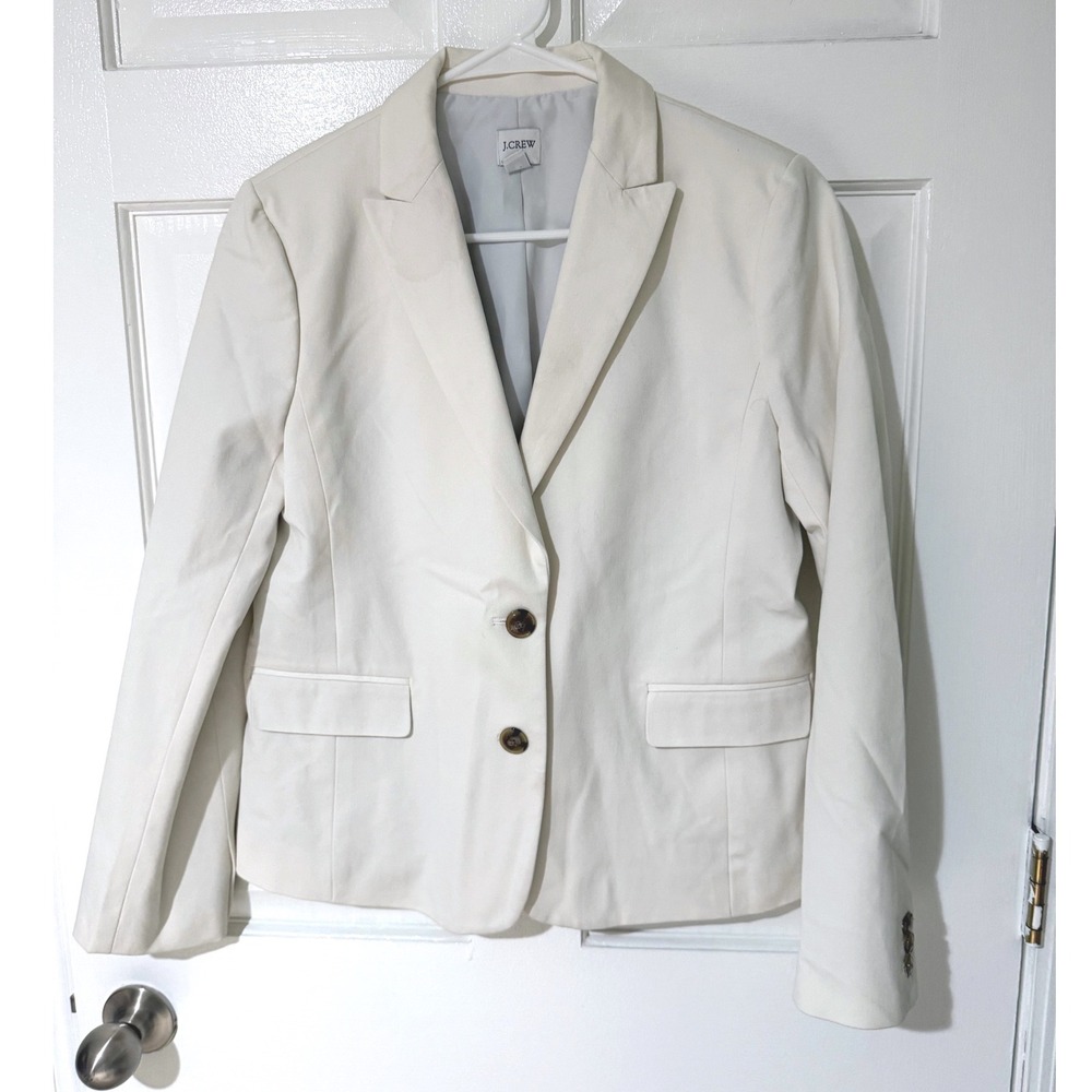 J.Crew Re-Imagined Ivory Cotton Blend Two Button Blazer Jacket Size 6